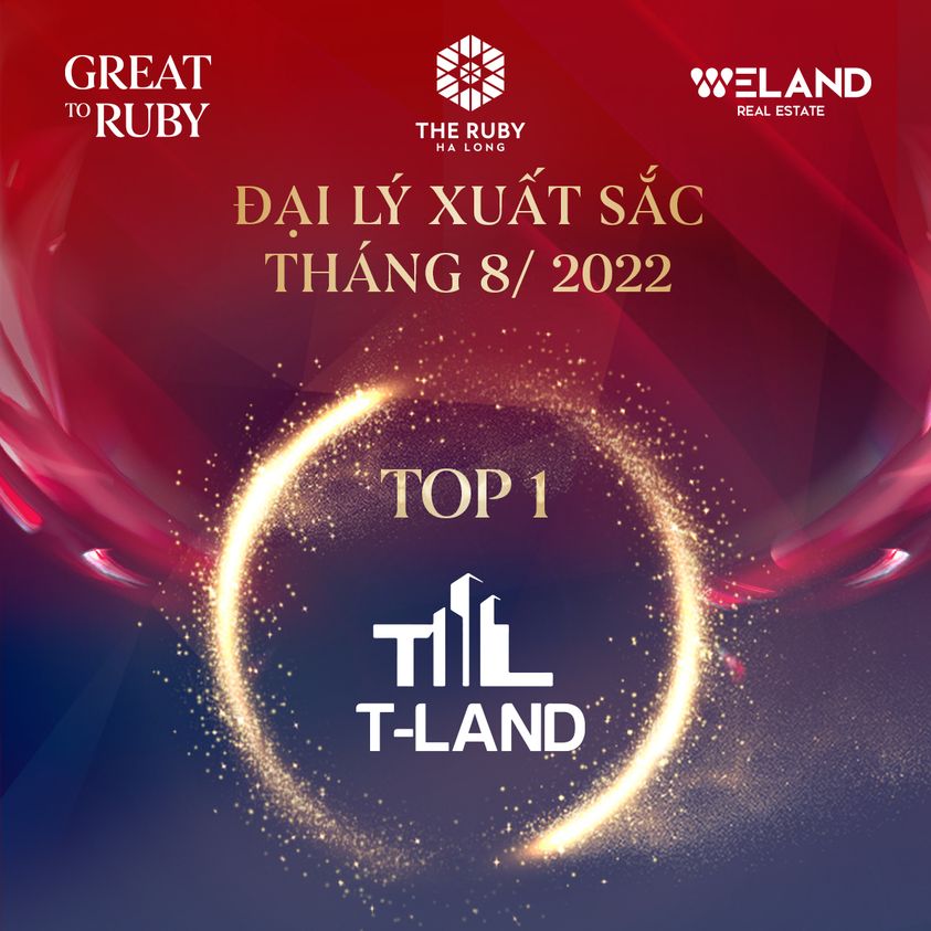 T-land vinh dự trở thành Top 1 đại lý xuất sắc nhất tháng 8/2022 dự án The Ruby Hạ Long